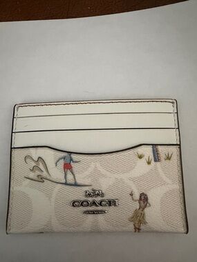 Coach White Beach Hawaii Print Card Holder